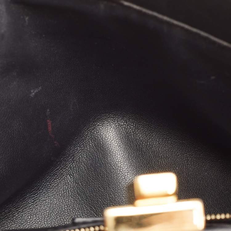 مملوكة مسبقًا Fendi Black Leather Mini Peekaboo Top Handle Bag