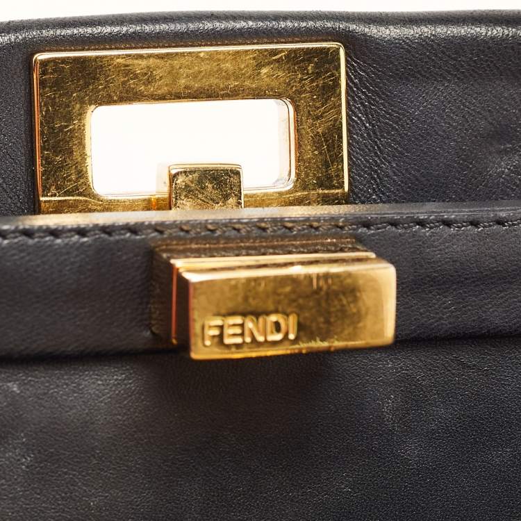 مملوكة مسبقًا Fendi Black Leather Mini Peekaboo Top Handle Bag