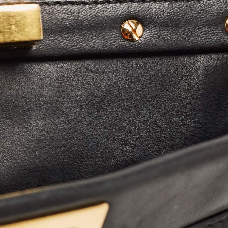 مملوكة مسبقًا Fendi Black Leather Mini Peekaboo Top Handle Bag