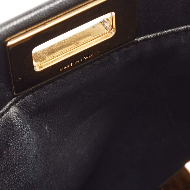 مملوكة مسبقًا Fendi Black Leather Mini Peekaboo Top Handle Bag