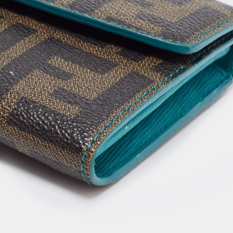 Pre Owned Fendi Green Ombre Zucca Coated Canvas Continental Wallet