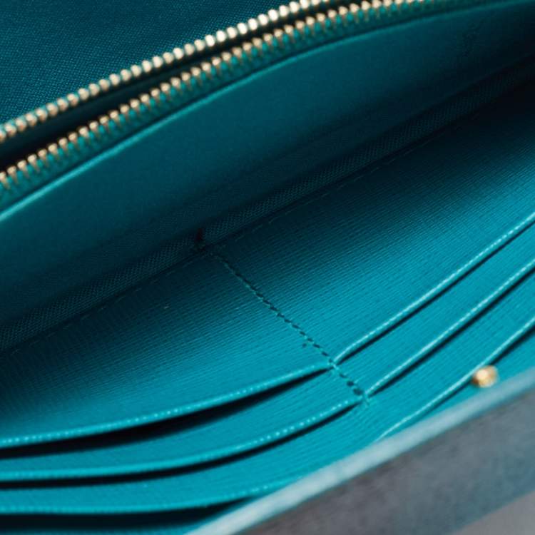 Pre Owned Fendi Green Ombre Zucca Coated Canvas Continental Wallet