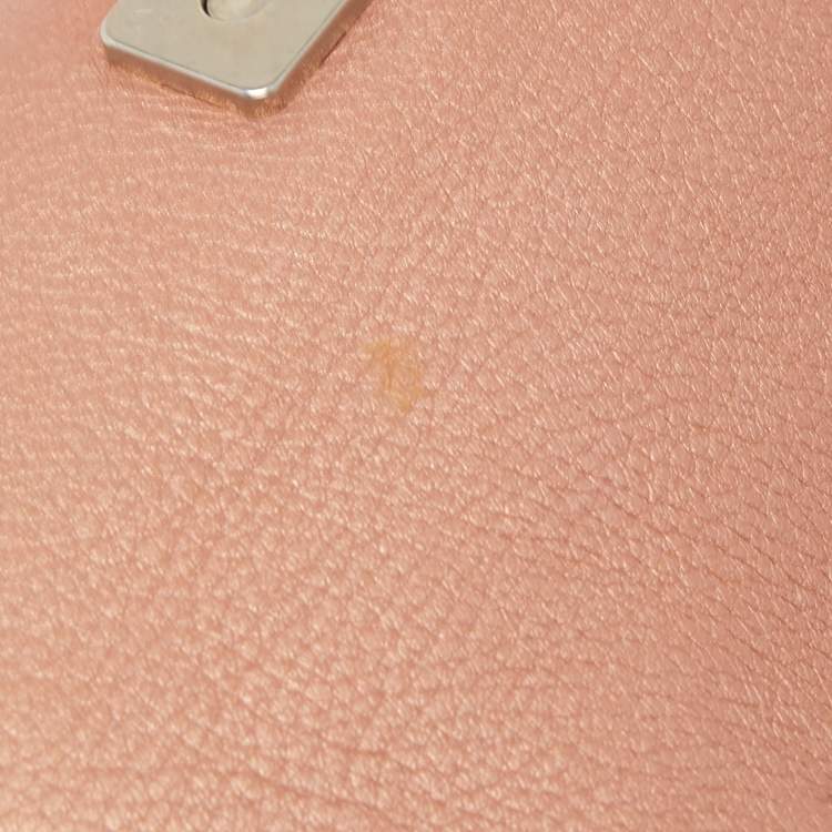 Pre Owned Fendi Old Rose Selleria Leather FF Flap Baguette Bag