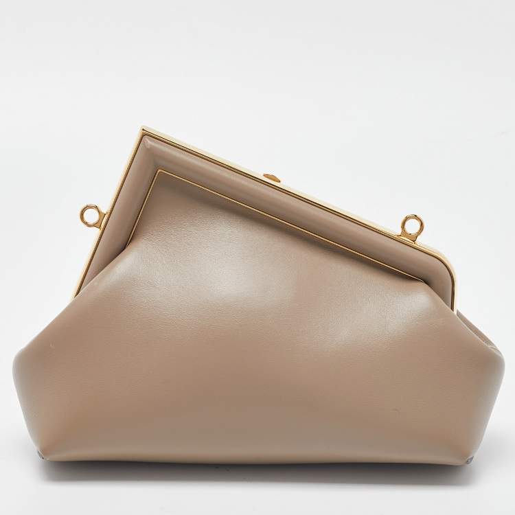 Pre Owned Fendi Beige Leather Small First Shoulder Bag