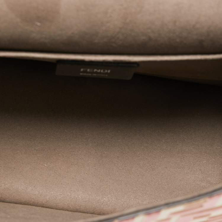 Pre Owned Fendi Red/Beige Leather Kan I F Logo Shoulder Bag