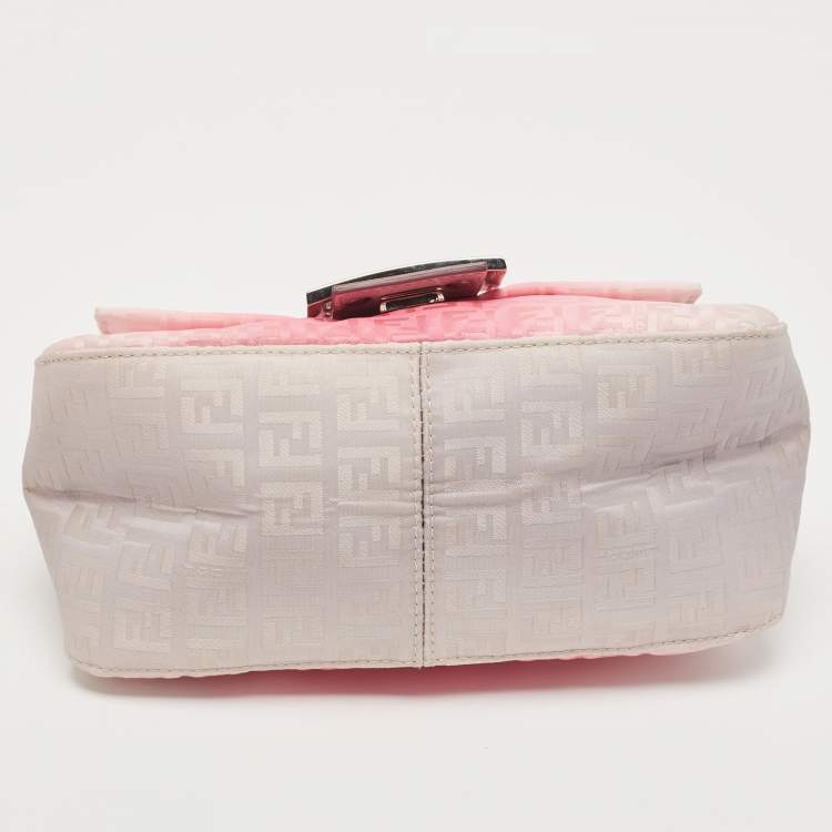 Pre Owned Fendi Pink Ombre Zucchino Fabric Mini Mama Baguette Bag