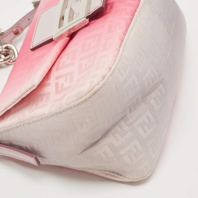 Pre Owned Fendi Pink Ombre Zucchino Fabric Mini Mama Baguette Bag