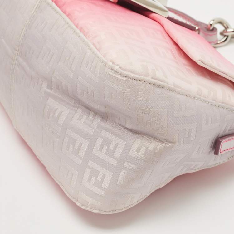 Pre Owned Fendi Pink Ombre Zucchino Fabric Mini Mama Baguette Bag