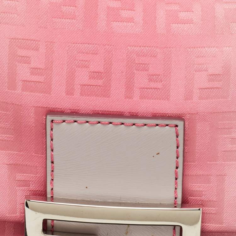 Pre Owned Fendi Pink Ombre Zucchino Fabric Mini Mama Baguette Bag