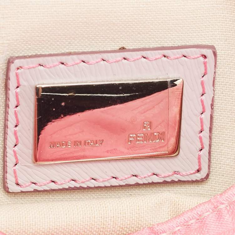 Pre Owned Fendi Pink Ombre Zucchino Fabric Mini Mama Baguette Bag