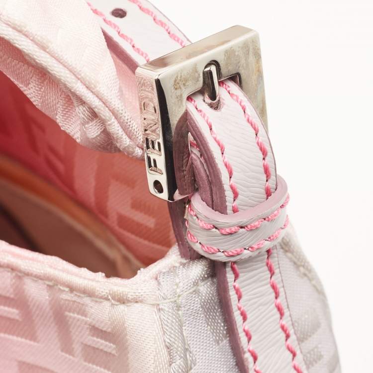Pre Owned Fendi Pink Ombre Zucchino Fabric Mini Mama Baguette Bag