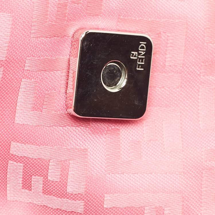 Pre Owned Fendi Pink Ombre Zucchino Fabric Mini Mama Baguette Bag
