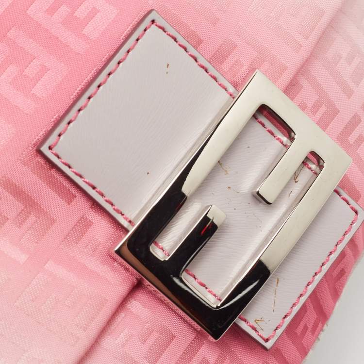 Pre Owned Fendi Pink Ombre Zucchino Fabric Mini Mama Baguette Bag