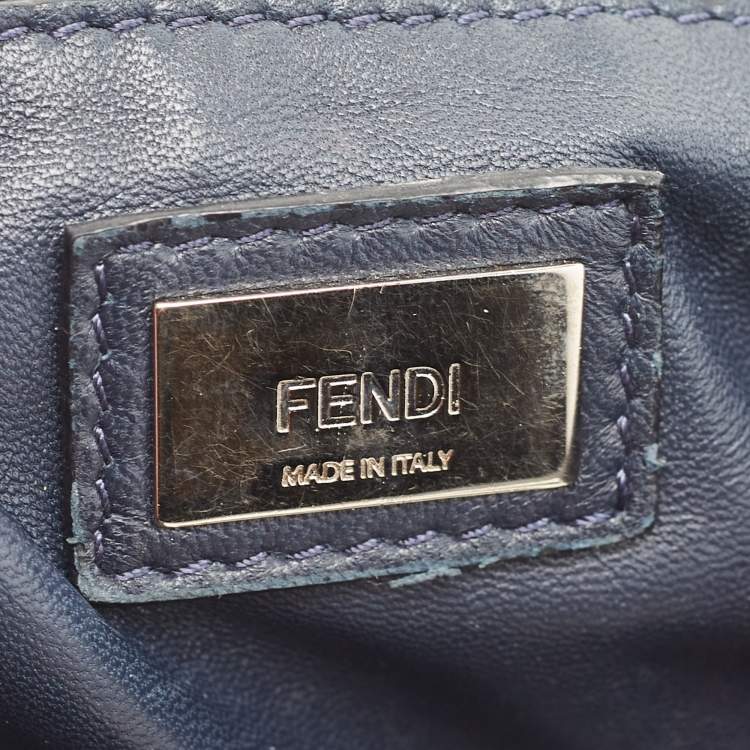 مملوكة مسبقًا Fendi Navy Blue Leather Mini Peekaboo Top Handle Bag