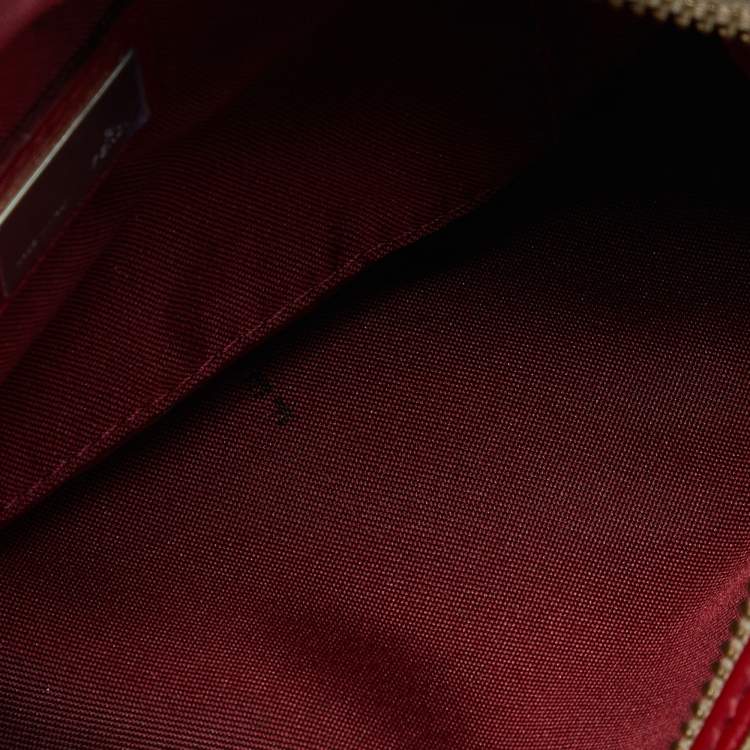 مملوكة مسبقًا Fendi Red/Brown Zucchino Canvas and Leather Small Chef Pocket Shoulder Bag