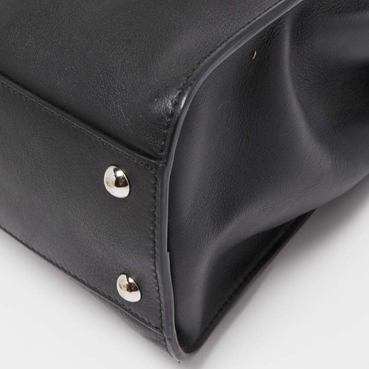 Pre Owned Fendi Black Tortoiseshell Effect Leather Medium Peekaboo Iseeu Top Handle Bag