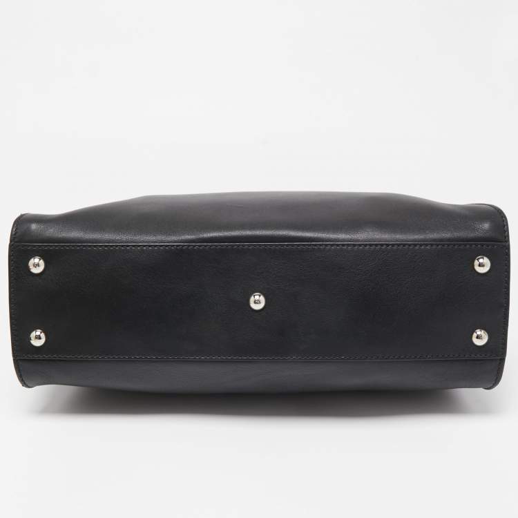 Pre Owned Fendi Black Tortoiseshell Effect Leather Medium Peekaboo Iseeu Top Handle Bag