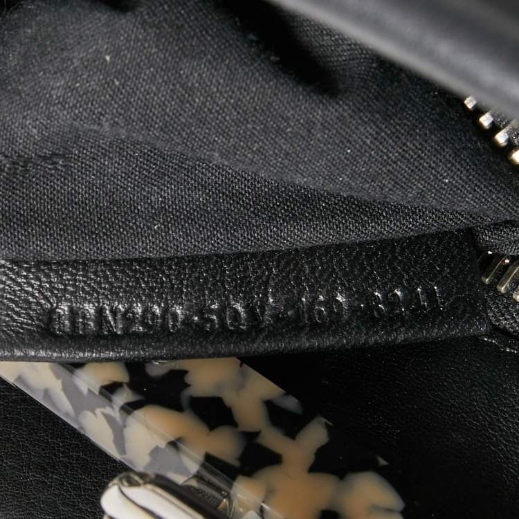 Pre Owned Fendi Black Tortoiseshell Effect Leather Medium Peekaboo Iseeu Top Handle Bag