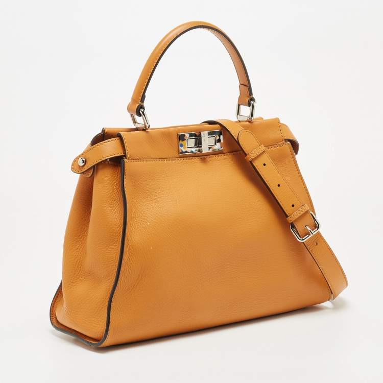 مملوكة مسبقًا Fendi Tan Printed Plexiglass and Leather Medium Peekaboo IseeU Top Handle Bag