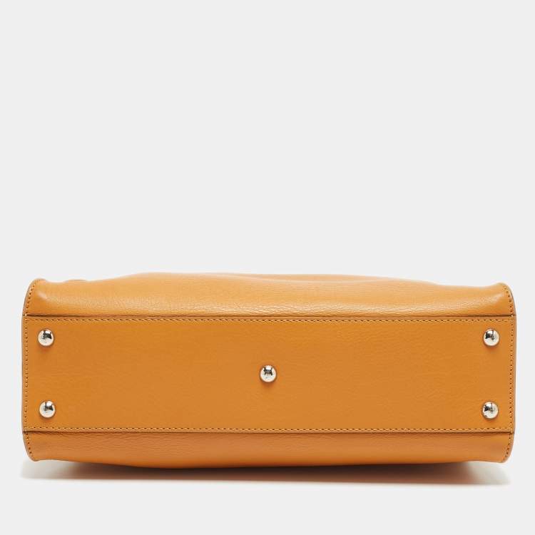 مملوكة مسبقًا Fendi Tan Printed Plexiglass and Leather Medium Peekaboo IseeU Top Handle Bag