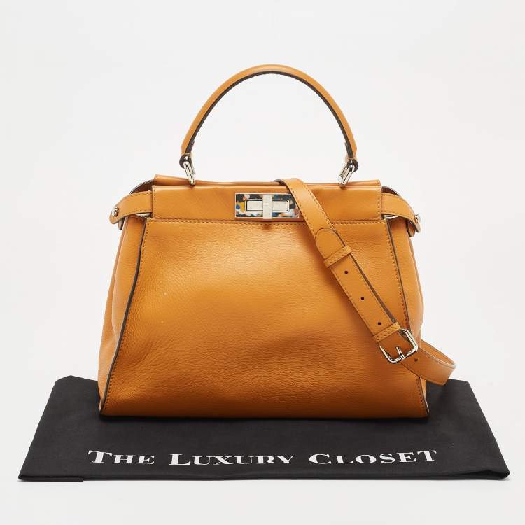 مملوكة مسبقًا Fendi Tan Printed Plexiglass and Leather Medium Peekaboo IseeU Top Handle Bag