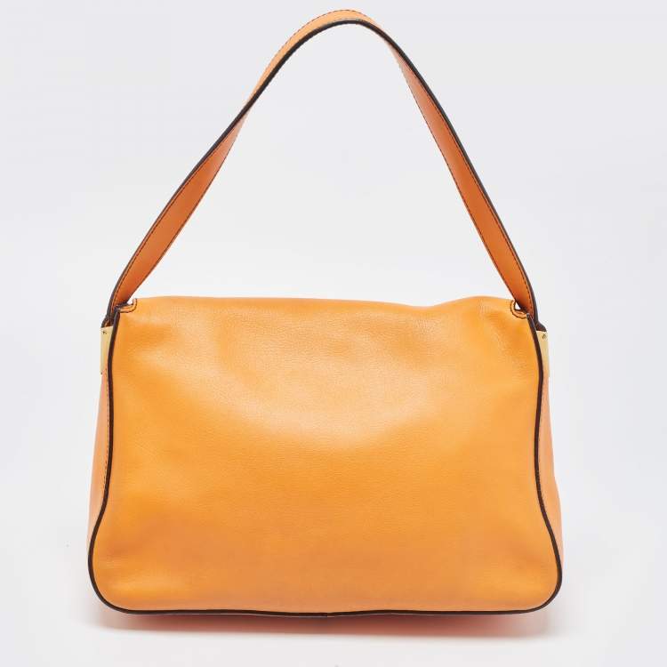 Pre Owned Fendi Orange Leather Large Mama Forever Shoulder Bag