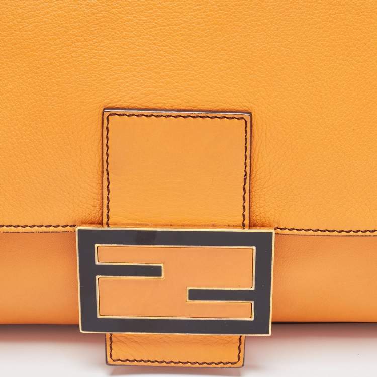 Pre Owned Fendi Orange Leather Large Mama Forever Shoulder Bag