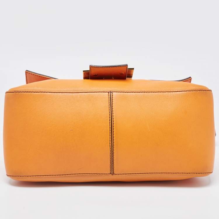 Pre Owned Fendi Orange Leather Large Mama Forever Shoulder Bag