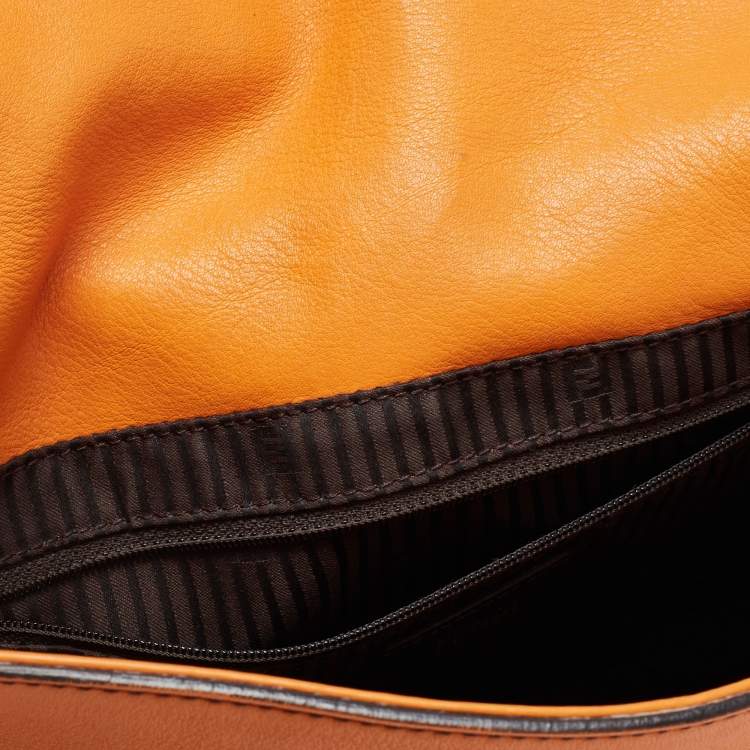 Pre Owned Fendi Orange Leather Large Mama Forever Shoulder Bag