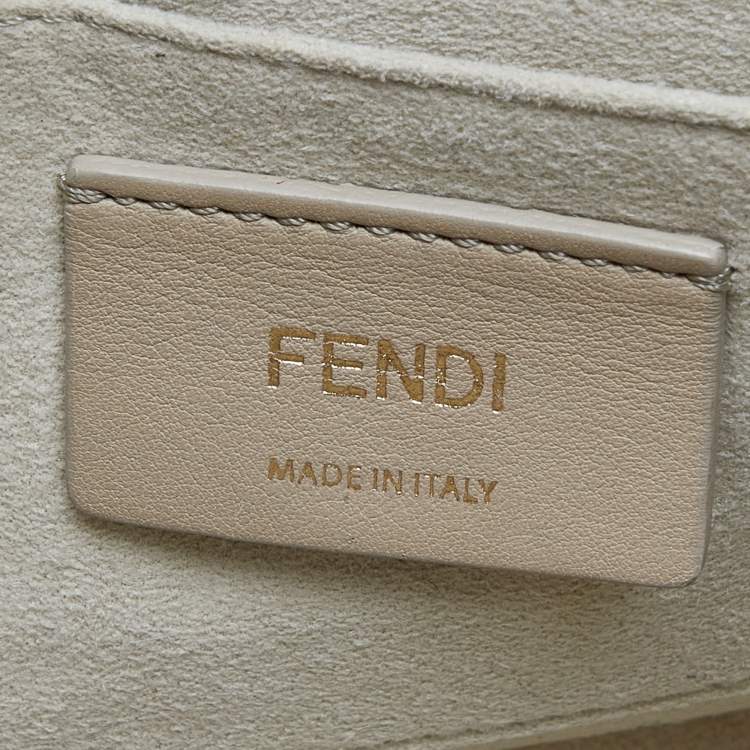 Pre Owned Fendi Gold Leather Small Scalloped Kan I Shoulder Bag