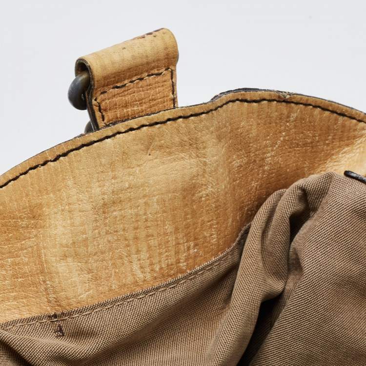 Pre Owned Fendi Tobacco/Beige Zucca Canvas and Leather Small Chef De Jour Bag