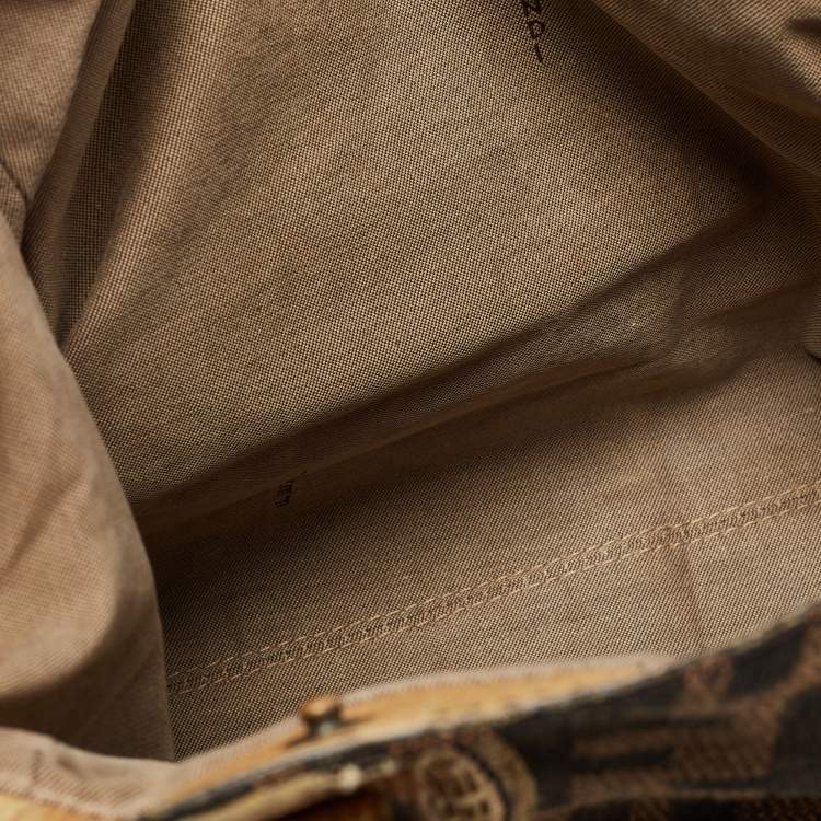 Pre Owned Fendi Tobacco/Beige Zucca Canvas and Leather Small Chef De Jour Bag