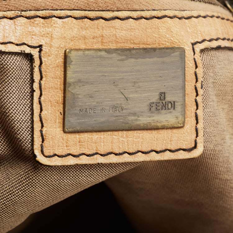 Pre Owned Fendi Tobacco/Beige Zucca Canvas and Leather Small Chef De Jour Bag