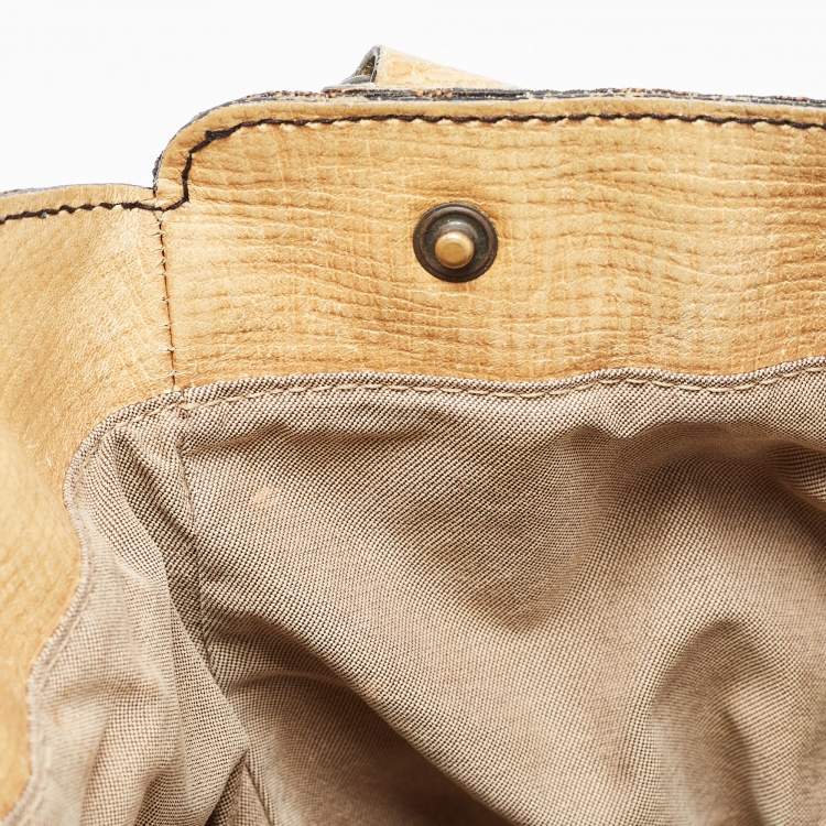 Pre Owned Fendi Tobacco/Beige Zucca Canvas and Leather Small Chef De Jour Bag