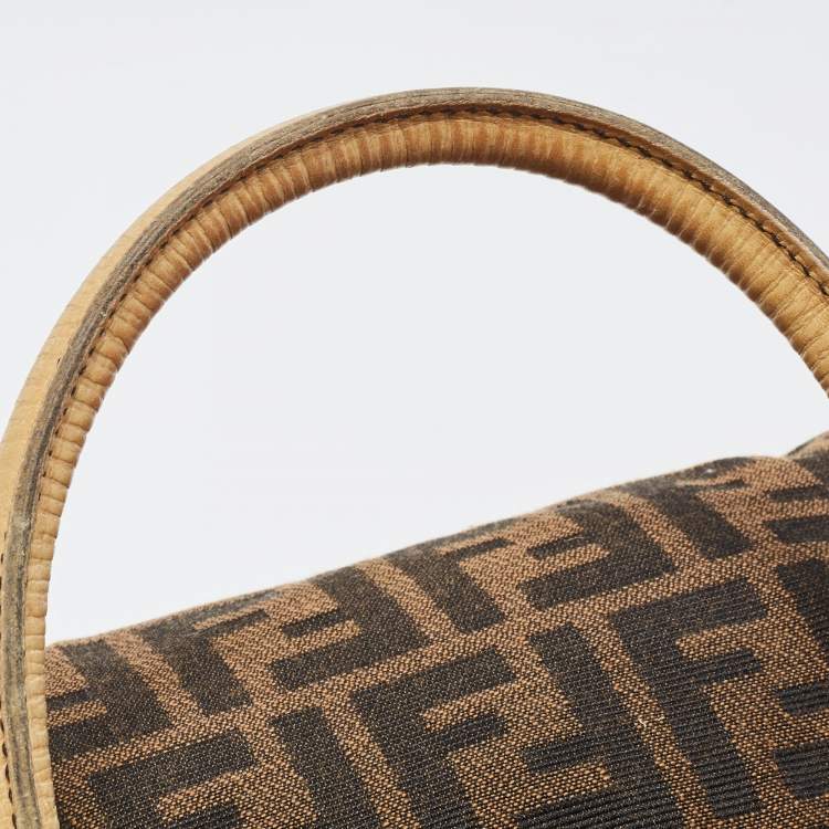 Pre Owned Fendi Tobacco/Beige Zucca Canvas and Leather Small Chef De Jour Bag