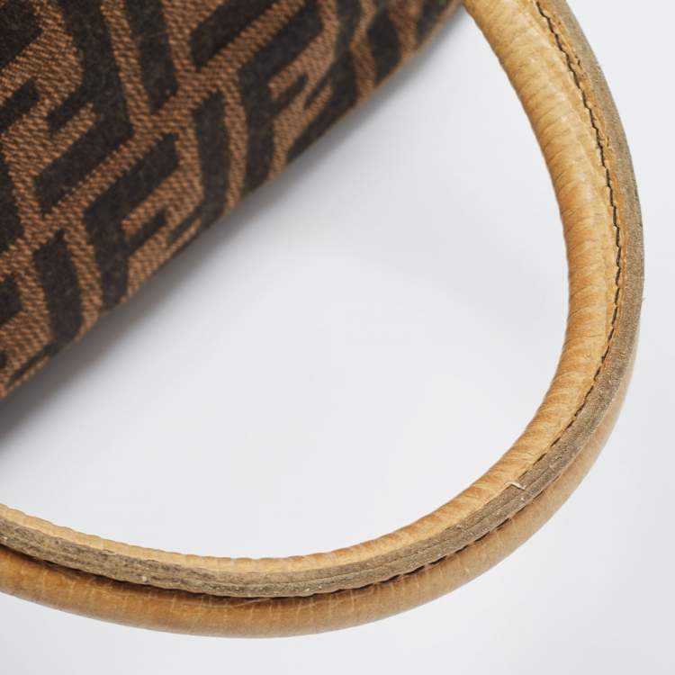 Pre Owned Fendi Tobacco/Beige Zucca Canvas and Leather Small Chef De Jour Bag