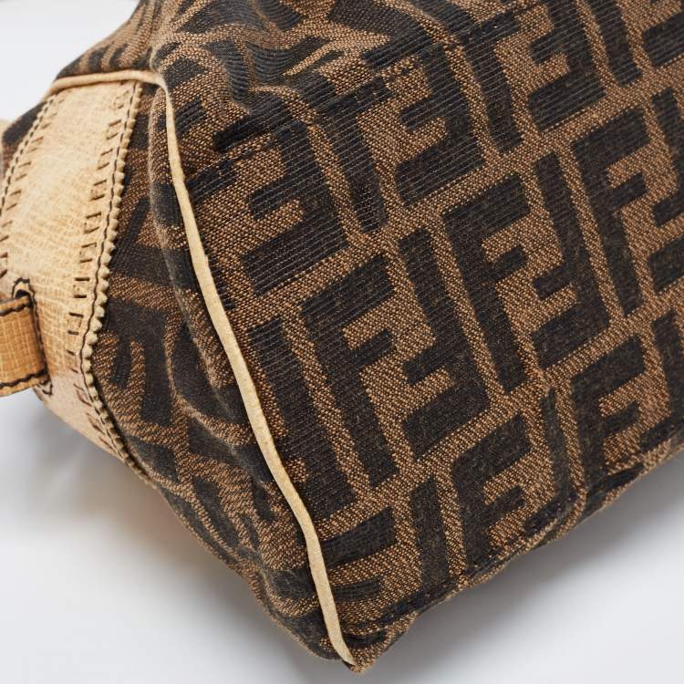 Pre Owned Fendi Tobacco/Beige Zucca Canvas and Leather Small Chef De Jour Bag