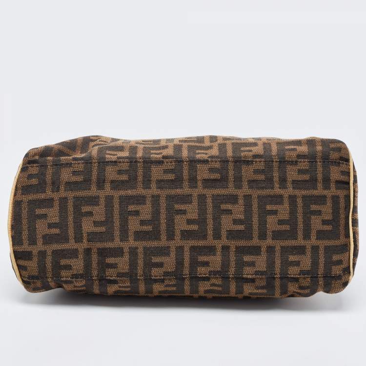 Pre Owned Fendi Tobacco/Beige Zucca Canvas and Leather Small Chef De Jour Bag