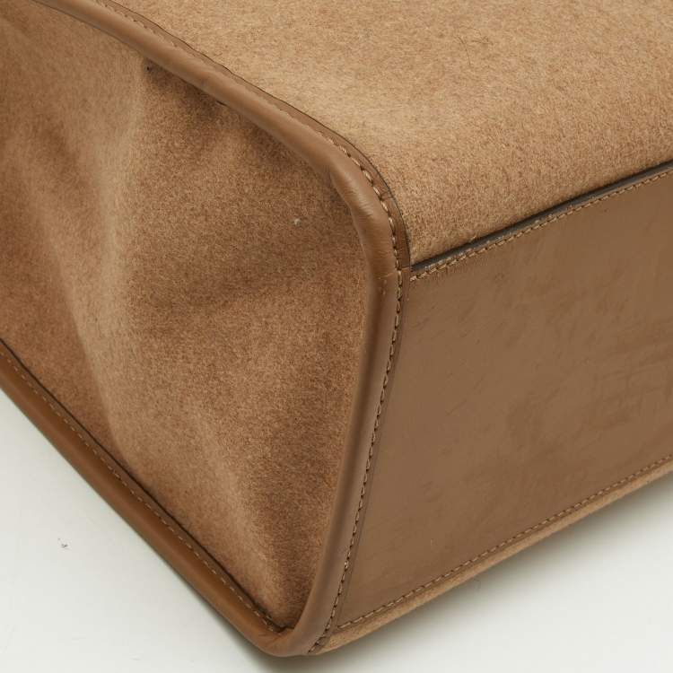 Pre Owned Fendi Beige Wool and Leather Medium Sunshine Tote
