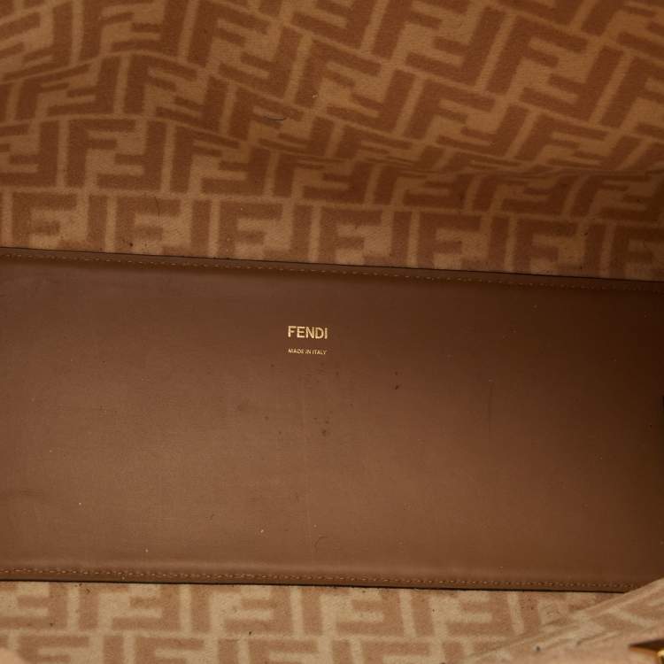Pre Owned Fendi Beige Wool and Leather Medium Sunshine Tote