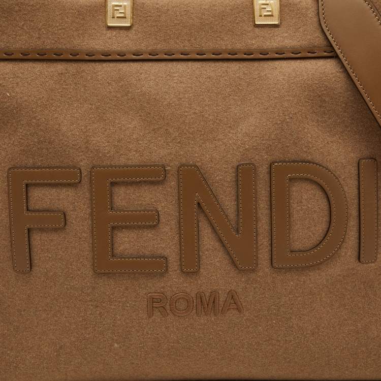 Pre Owned Fendi Beige Wool and Leather Medium Sunshine Tote