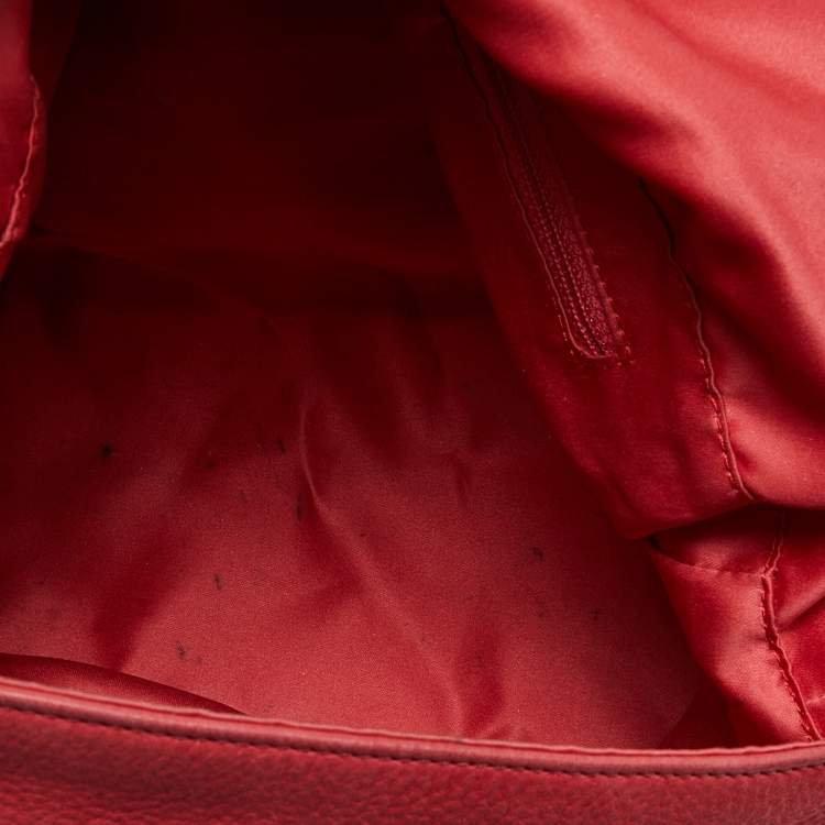 Pre Owned Fendi Red Shimmer Leather Mama Forever Shoulder Bag