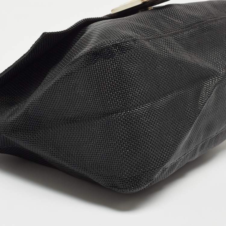 Pre Owned Fendi Black Mesh Coated Fabric Mama Baguette Shoulder Bag