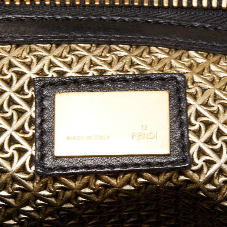 Pre Owned Fendi Black Patent Leather Large Peekaboo Top Handle Bag