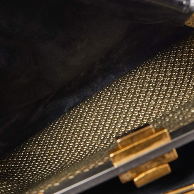 Pre Owned Fendi Black Patent Leather Large Peekaboo Top Handle Bag