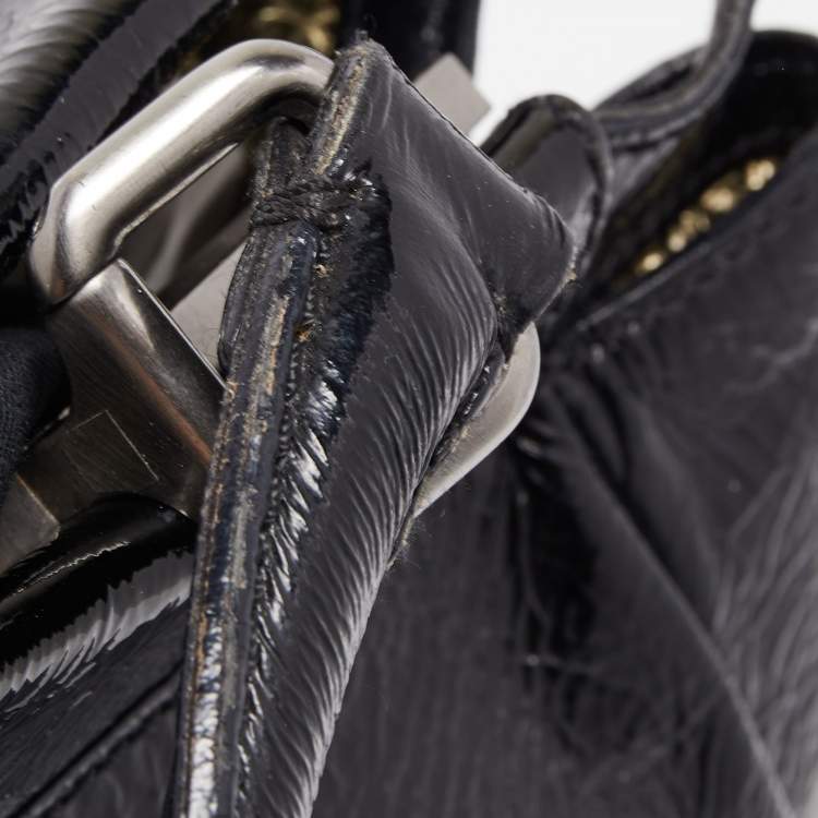 Pre Owned Fendi Black Patent Leather Large Peekaboo Top Handle Bag
