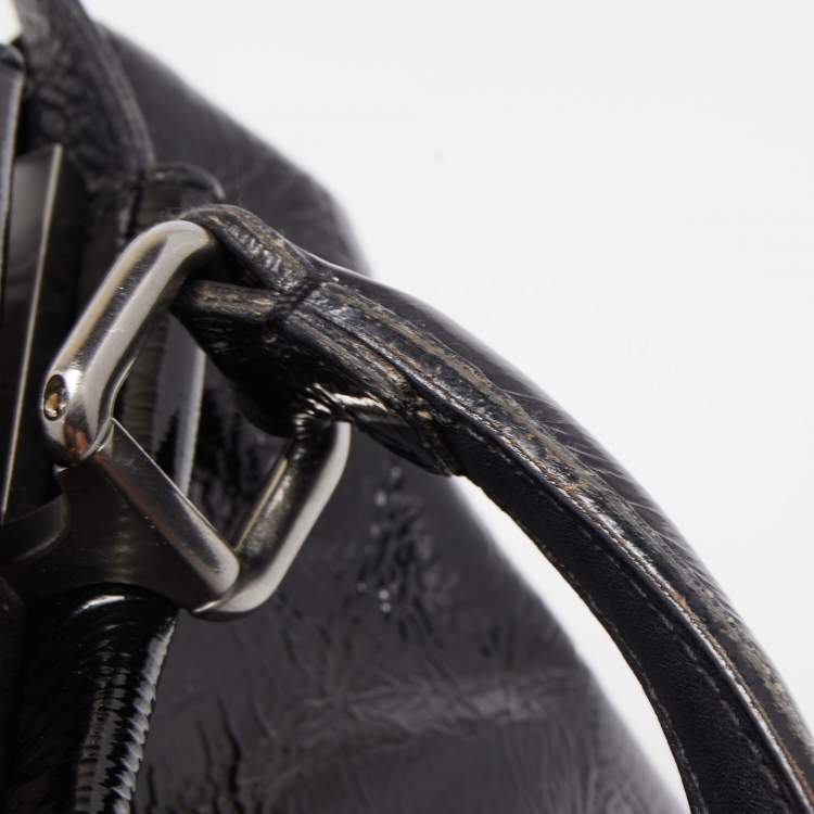 Pre Owned Fendi Black Patent Leather Large Peekaboo Top Handle Bag