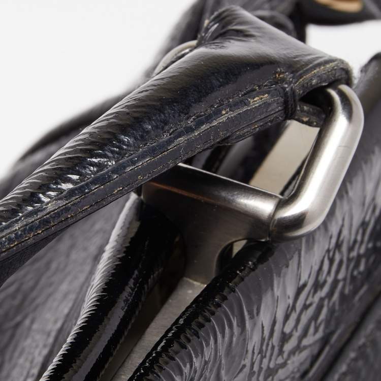 Pre Owned Fendi Black Patent Leather Large Peekaboo Top Handle Bag