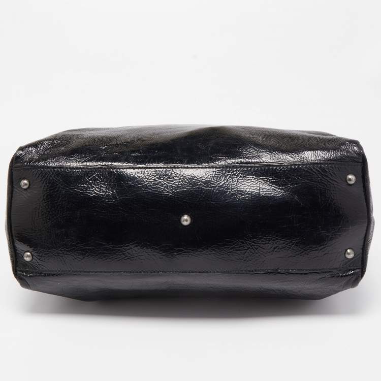Pre Owned Fendi Black Patent Leather Large Peekaboo Top Handle Bag