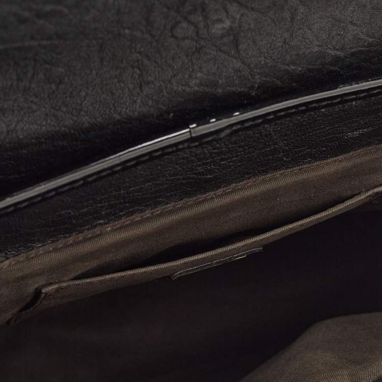 Pre Owned Fendi Black Pebbled Leather B Bag